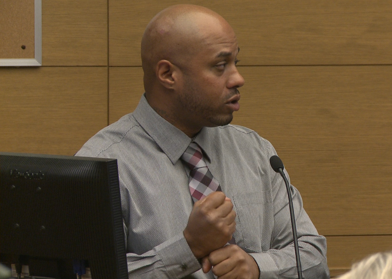 Photo of Terrance testifying at his trial